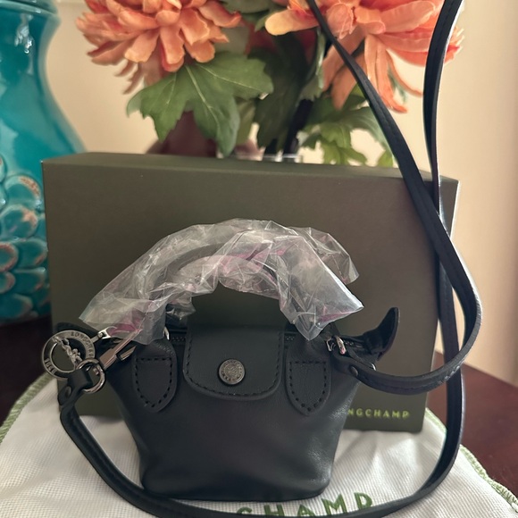 NWT Longchamp Le Pliage Cuir Nano Crossbody bag with box and dustbag - Picture 4 of 15